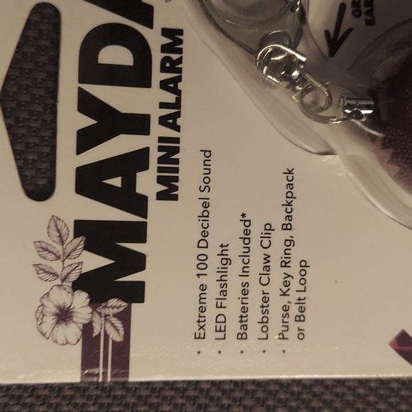 Mini Alarm with LED Flashlight - Purple Floral motif - Picture 3 of 5